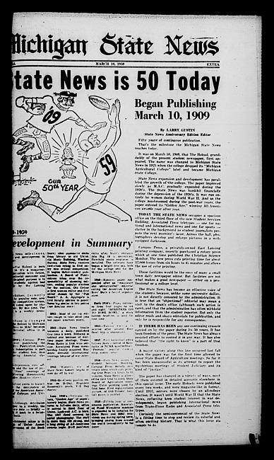 Michigan State news. (1959 March 10), Supplement