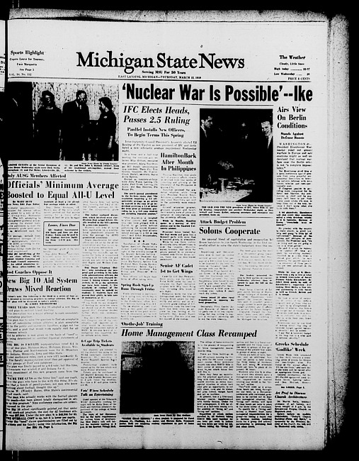 Michigan State news. (1959 March 12)