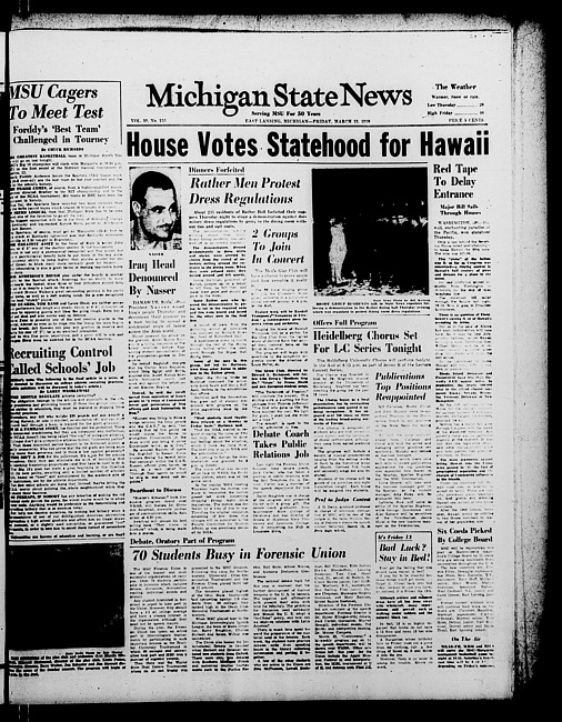 Michigan State news. (1959 March 13)