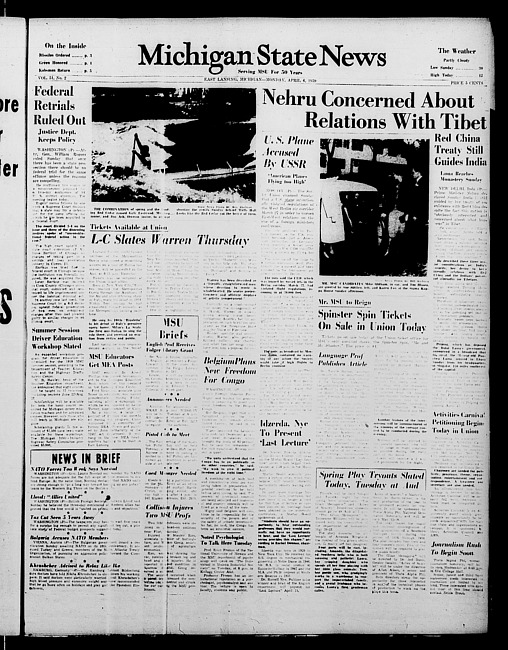 Michigan State news. (1959 April 6)