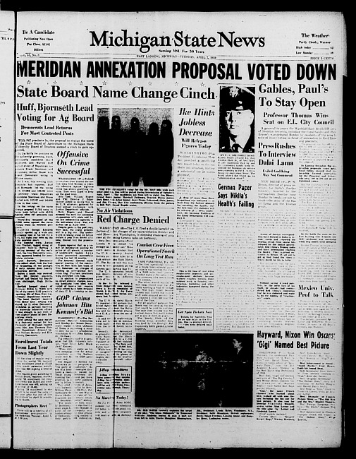 Michigan State news. (1959 April 7)