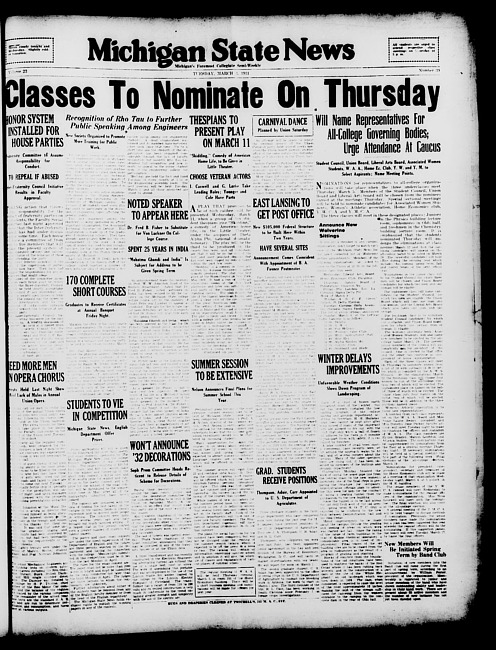 Michigan State news. (1931 March 3)