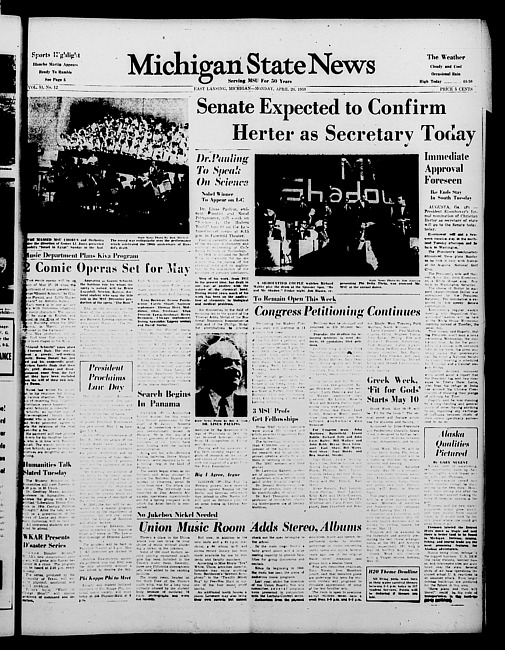 Michigan State news. (1959 April 20)