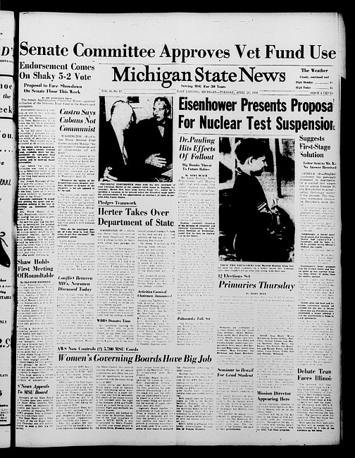 Michigan State news. (1959 April 21)