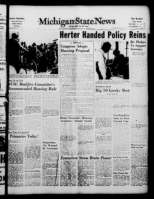 Michigan State news. (1959 April 23)