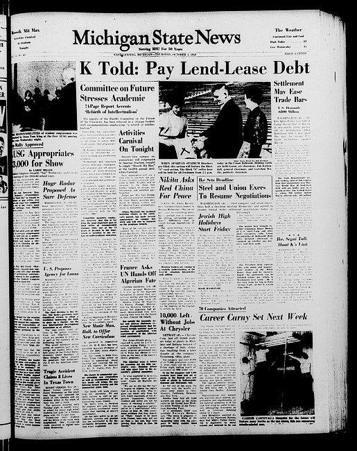 Michigan State news. (1959 October 1)