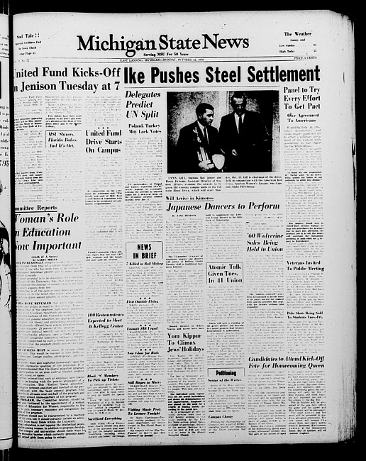 Michigan State news. (1959 October 12)