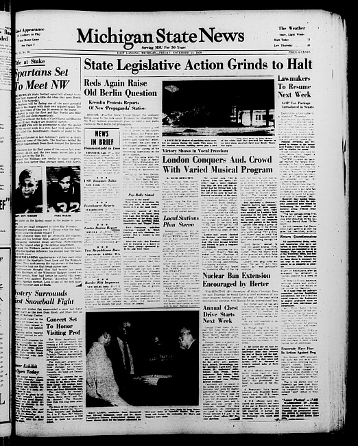 Michigan State news. (1959 November 13)