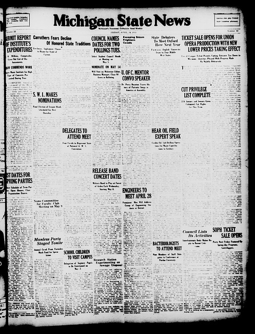 Michigan State news. (1931 April 24)