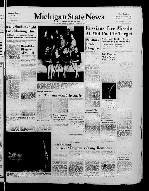 Michigan State news. (1960 January 22)