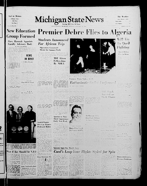 Michigan State news. (1960 January 26)