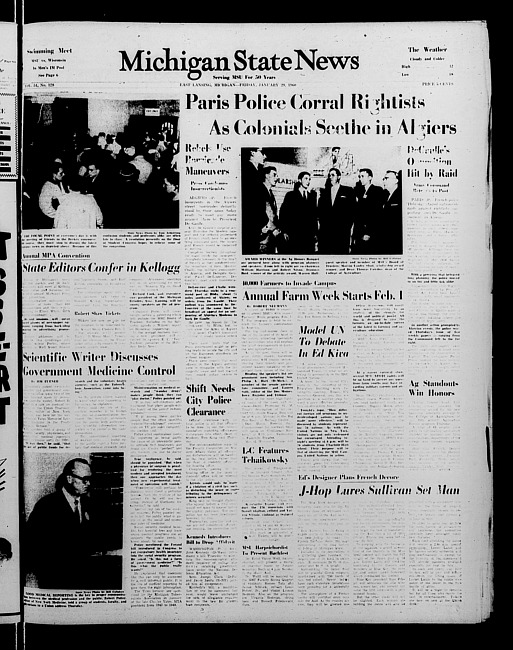 Michigan State news. (1960 January 29)