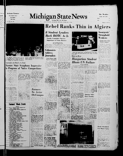 Michigan State news. (1960 February 1)