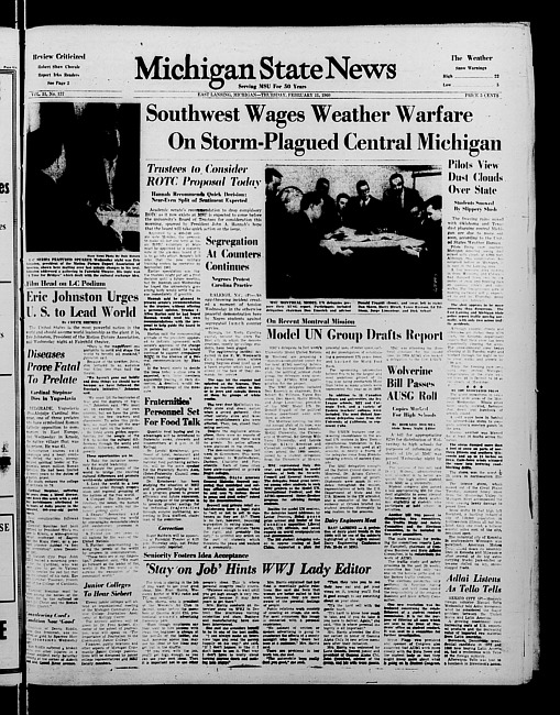 Michigan State news. (1960 February 11)