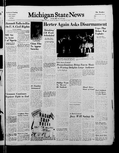 Michigan State news. (1960 February 19)