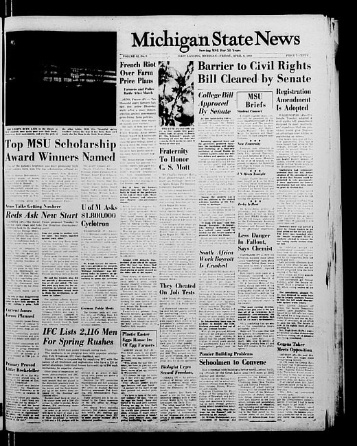 Michigan State news. (1960 April 8)