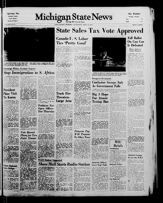 Michigan State news. (1960 April 13)