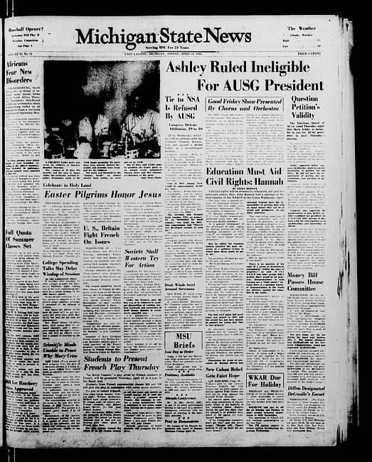 Michigan State news. (1960 April 15)