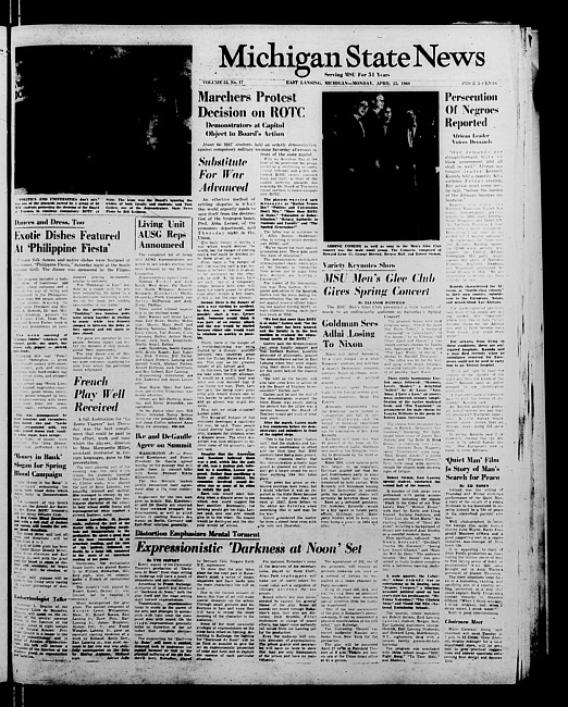 Michigan State news. (1960 April 25)