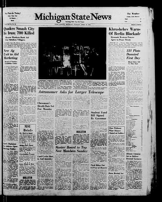 Michigan State news. (1960 April 26)