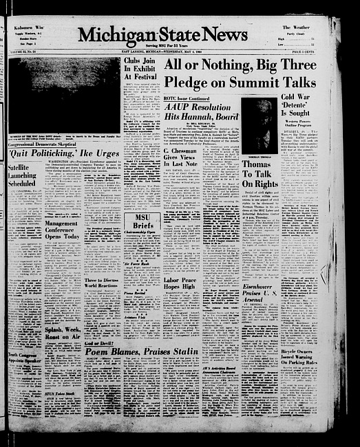 Michigan State news. (1960 May 4)