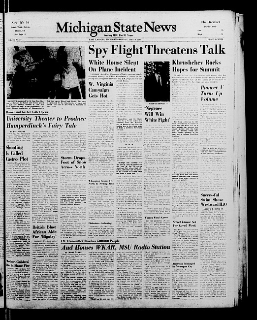 Michigan State news. (1960 May 9)