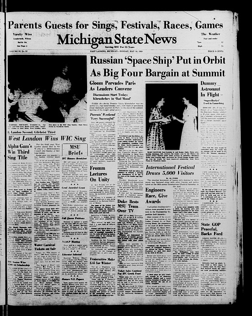 Michigan State news. (1960 May 16)