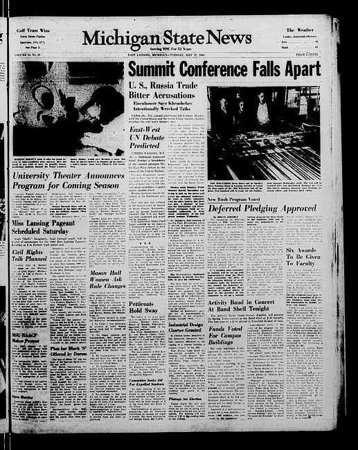 Michigan State news. (1960 May 17)