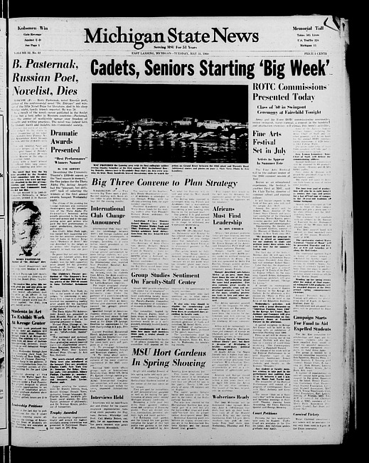 Michigan State news. (1960 May 31)