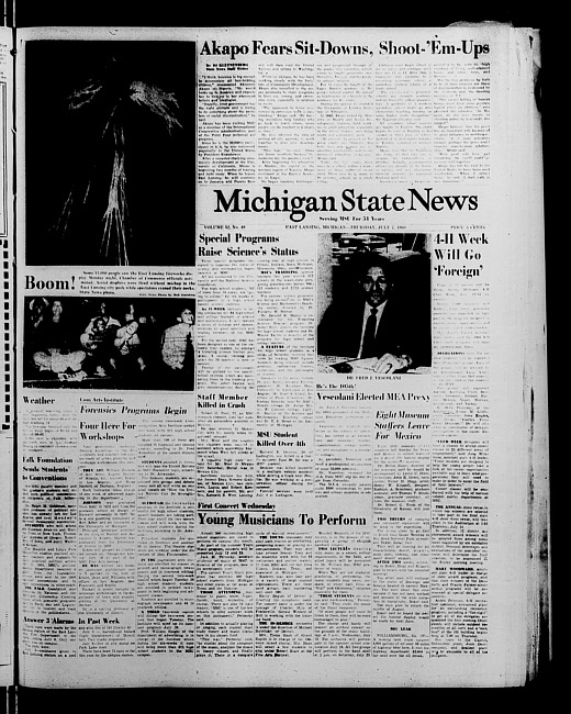 Michigan State news. (1960 July 7)