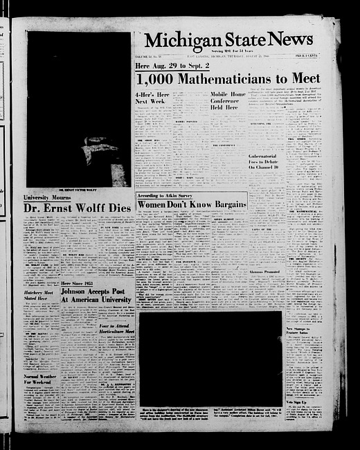 Michigan State news. (1960 August 25)