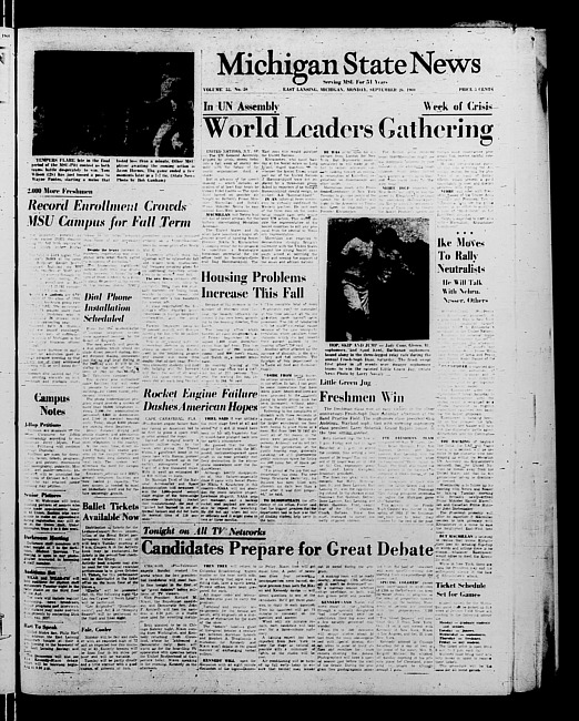 Michigan State news. (1960 September 26)