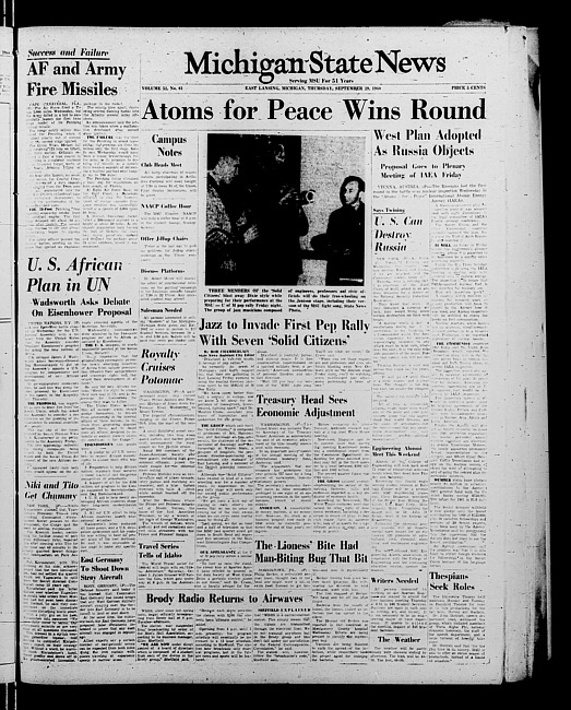 Michigan State news. (1960 September 29)