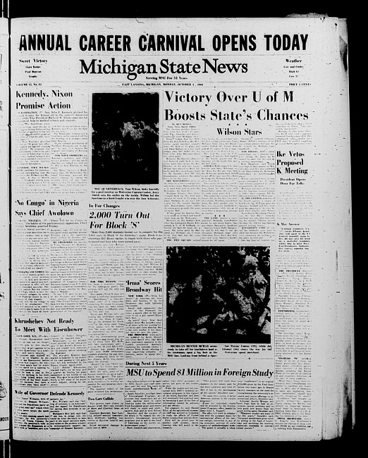 Michigan State news. (1960 October 3)