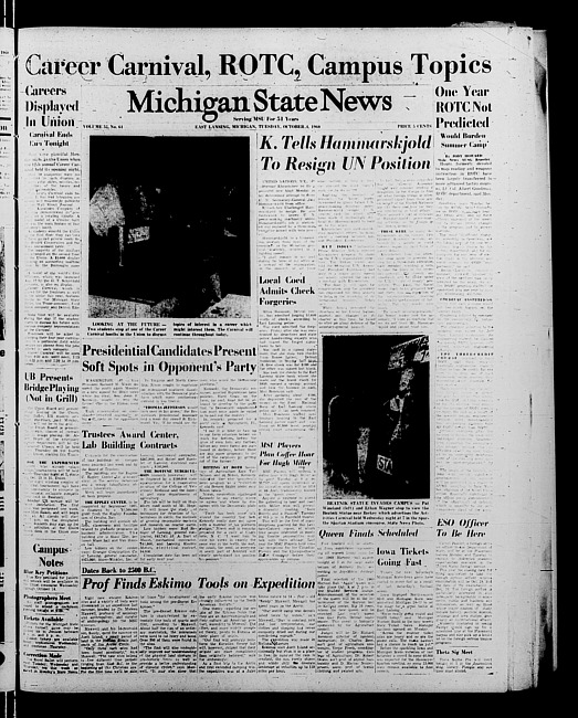 Michigan State news. (1960 October 4)