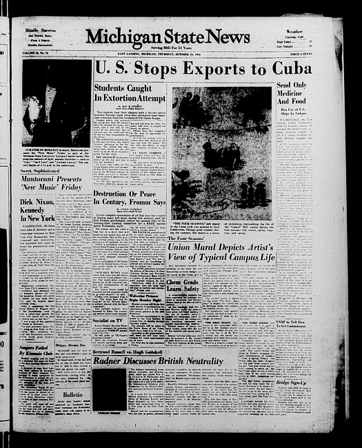 Michigan State news. (1960 October 20)