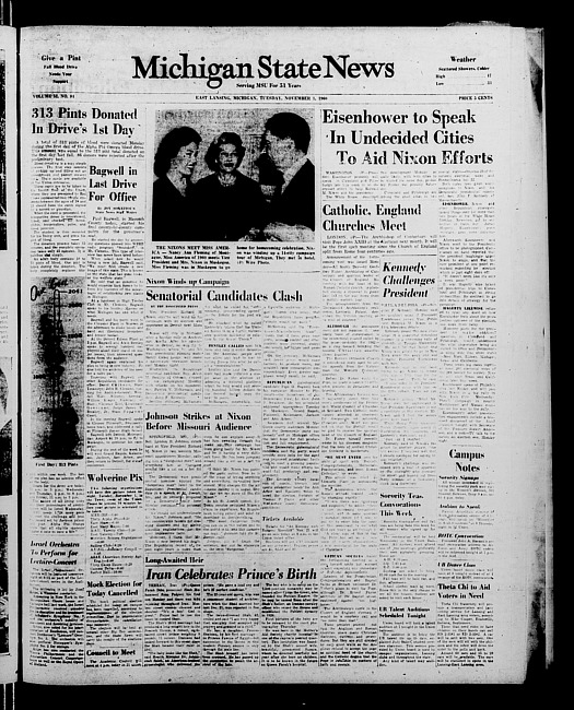 Michigan State news. (1960 November 1)