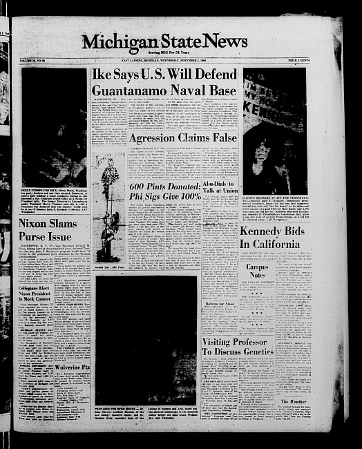 Michigan State news. (1960 November 2)