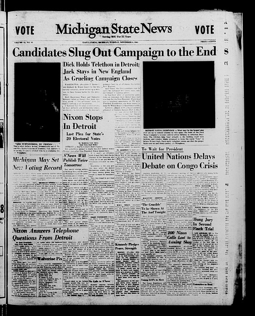 Michigan State news. (1960 November 8)