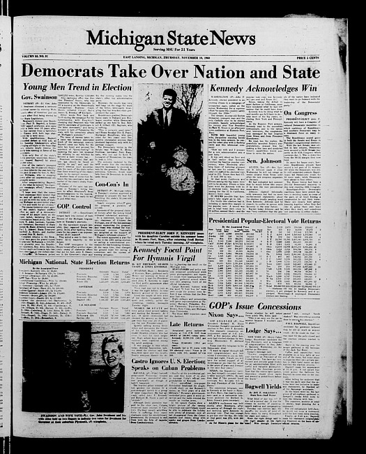 Michigan State news. (1960 November 10)