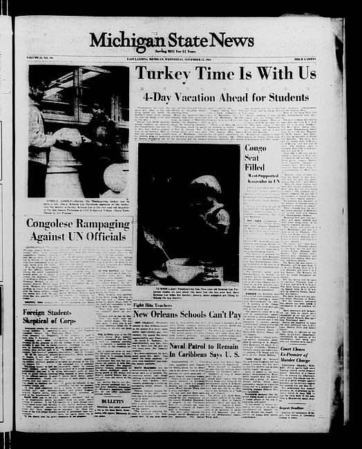 Michigan State news. (1960 November 23)