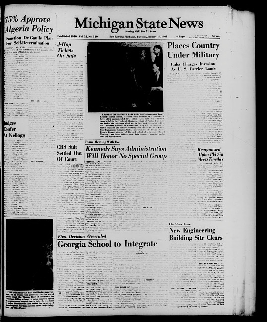 Michigan State news. (1961 January 10)