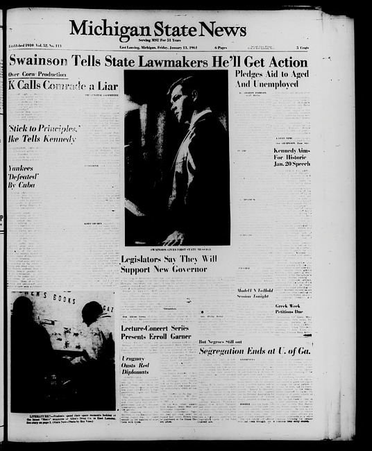 Michigan State news. (1961 January 13)