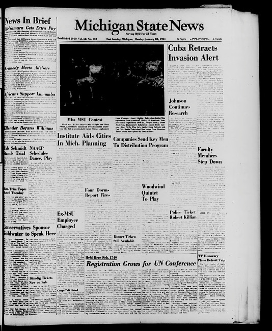 Michigan State news. (1961 January 23)