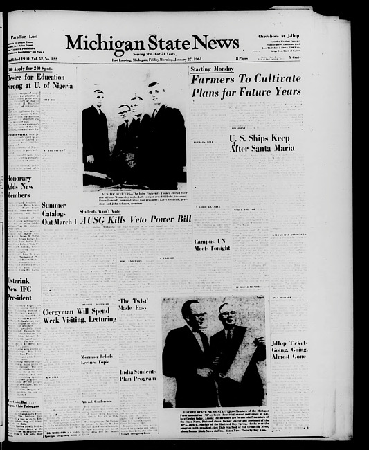 Michigan State news. (1961 January 27)