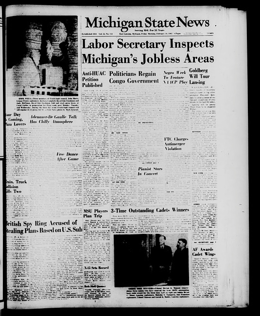 Michigan State news. (1961 February 10)