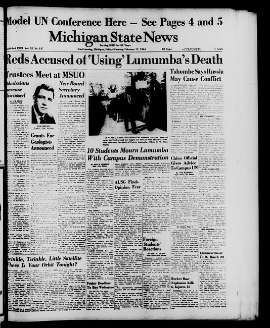 Michigan State news. (1961 February 17)