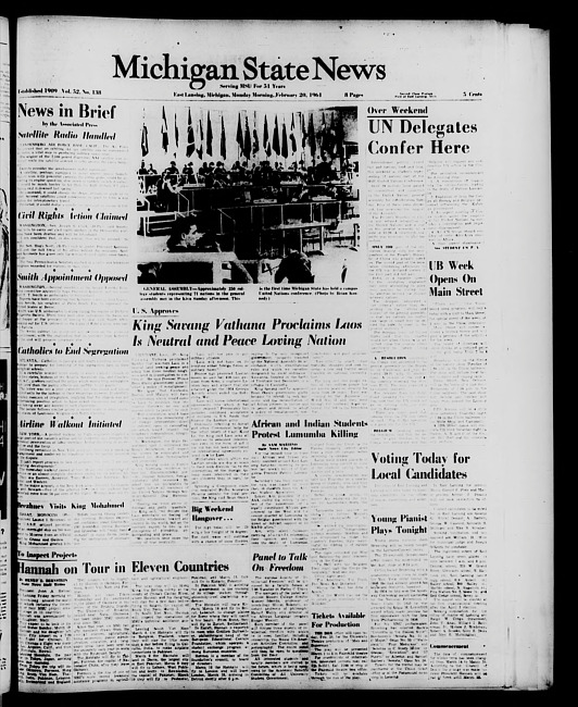 Michigan State news. (1961 February 20)