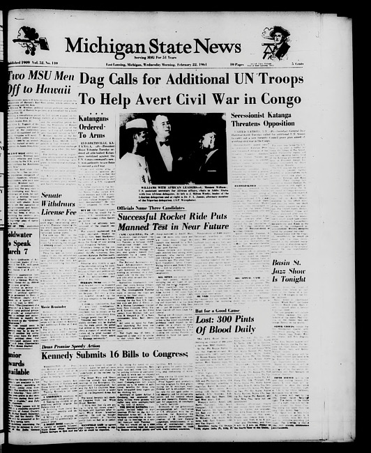 Michigan State news. (1961 February 22)