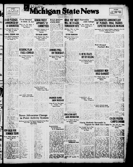 Michigan State news. (1931 October 6)